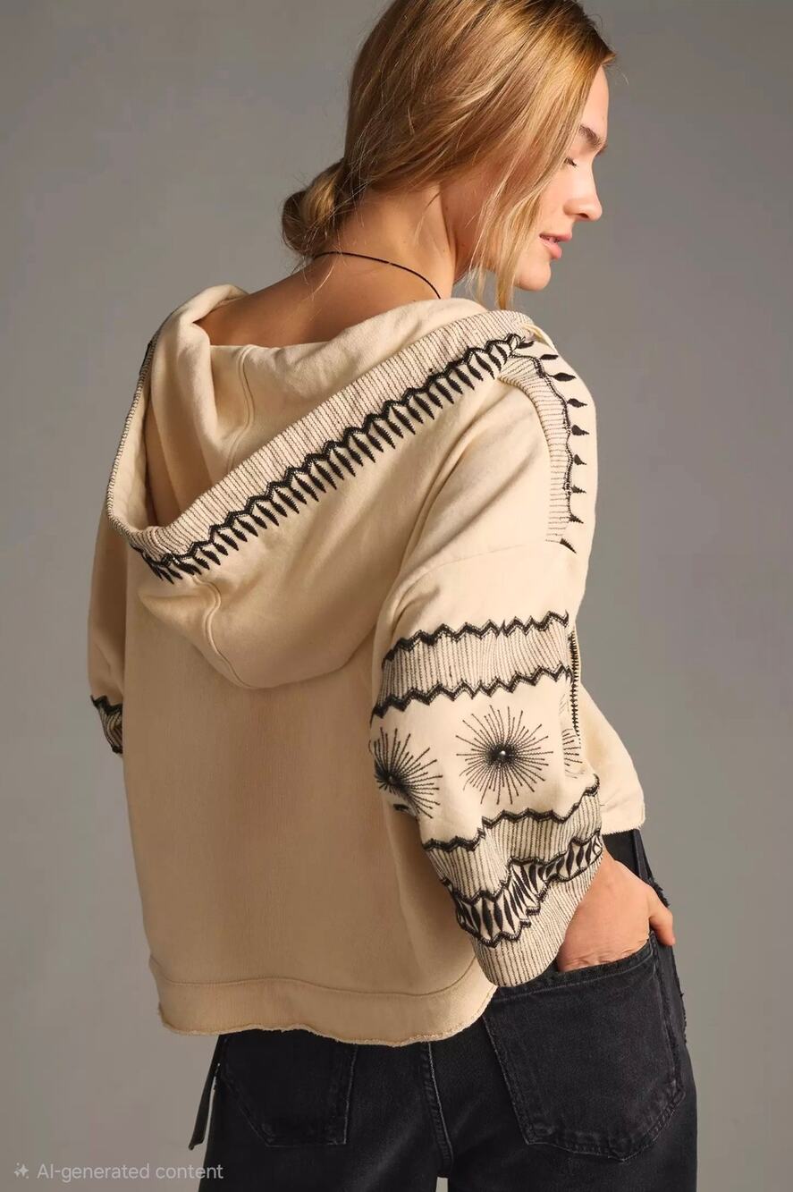 Anthropologie Embroidered Hoodie. Size M. Retails $128